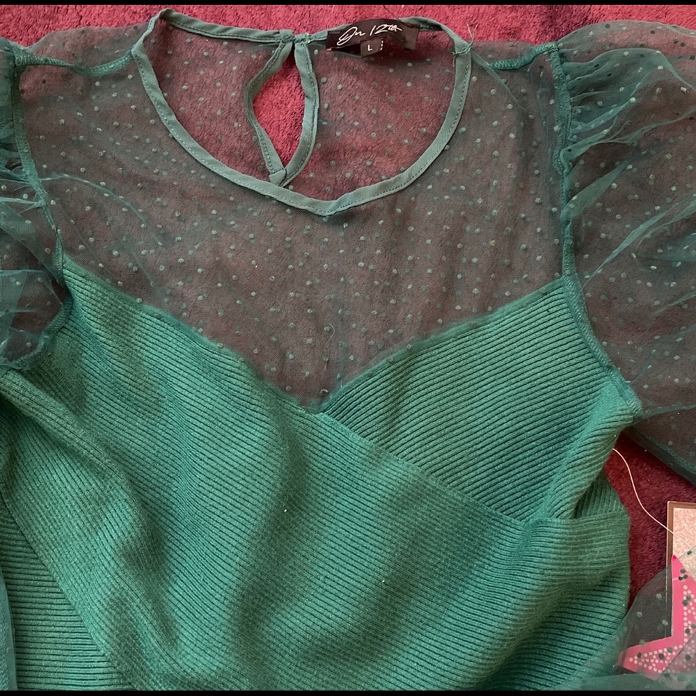 Green crop blouse